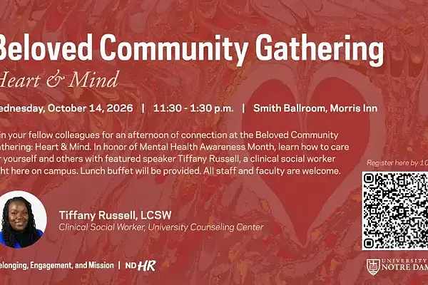 Beloved Community Gathering: Heart & Mind event flyer with speaker Tiffany Russell.